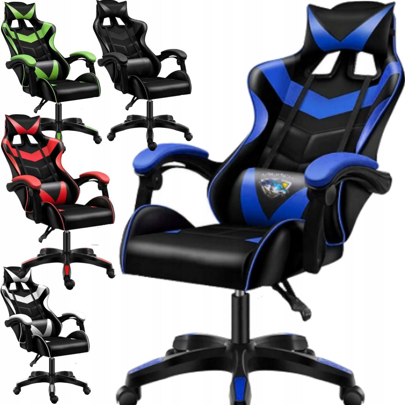 GAMING Chair with Back Massage Computer Gaming Chair SWIVEL! Furniture height 124 cm