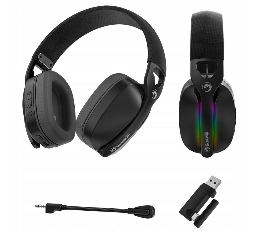 GAMING HEADPHONES MARVO PULZ 70W RGB BLUETOOTH 5.3 AND 2.4G + MICROFOON