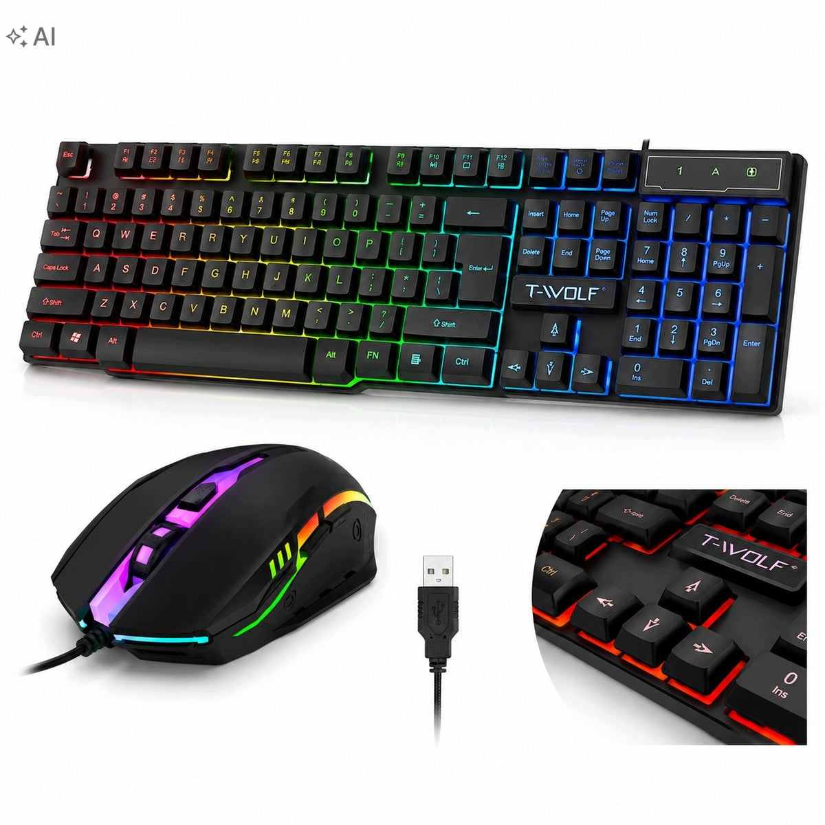 GAMING KEYBOARD BACKLIT LED MOUSE SET