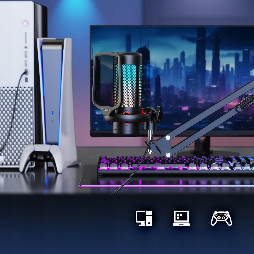 GAMING MICROPHONE GENERIC USB RGB PROFESSIONAL WITH STAND ADJUSTABLE Manufacturer code B156DF1B6D