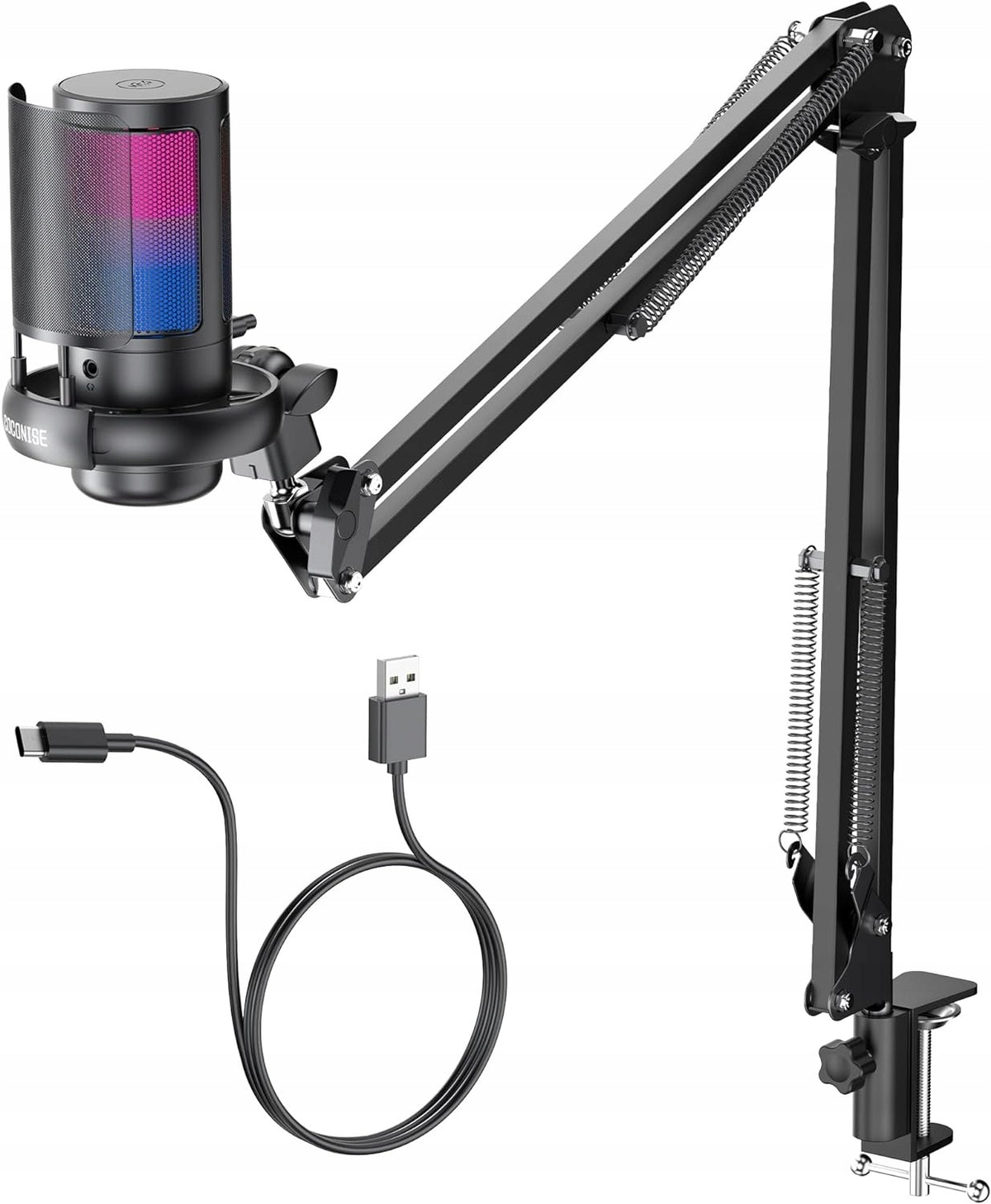 GAMING MICROPHONE GENERIC USB RGB PROFESSIONAL WITH STAND ADJUSTABLE