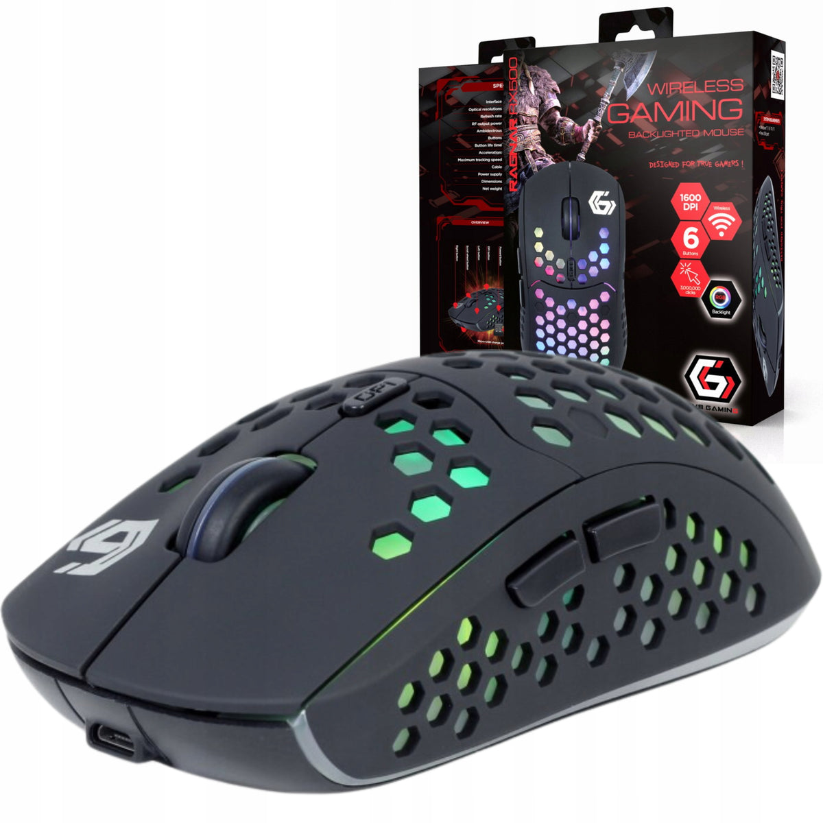 GAMING MOUSE WIRELESS RAGNAR WRX500 BATTERY 1600DPI FOR GAMER