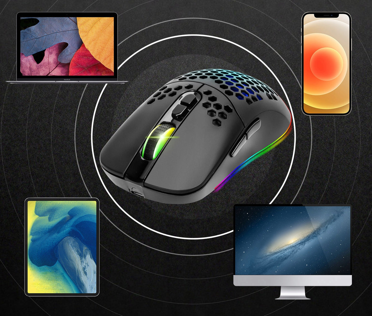 GAMING Mouse Wireless Quiet Bluetooth 7 BUTTONS FOR RGB GAMING Manufacturer code MYSZKA BEZPRZEWODOWA SENSOR OPTYCZNY PRO