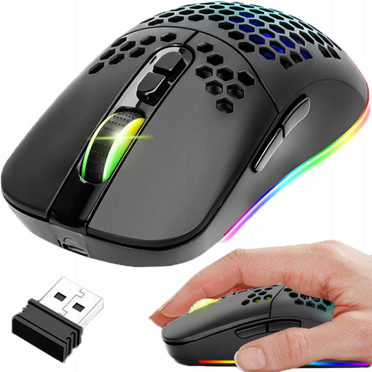 GAMING Mouse Wireless Quiet Bluetooth 7 BUTTONS FOR RGB GAMING