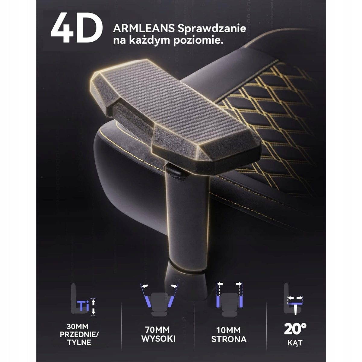 GAMING/OFFICE CHAIR DOWINX 200KG 4D ERGONOMIC ARMRESTS Furniture width 77 cm