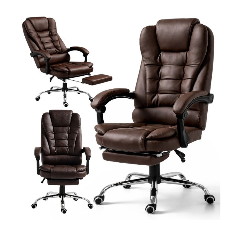 GAMING OFFICE CHAIR SWIVEL WITH FOOTREST ECOLEATHER BROWN Packaging status original