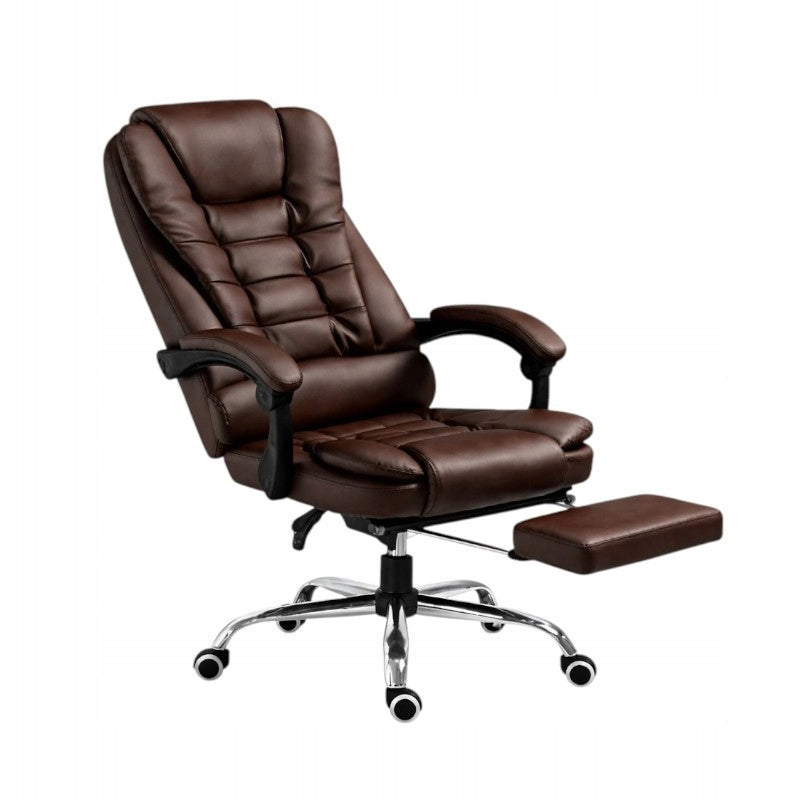 GAMING OFFICE CHAIR SWIVEL WITH FOOTREST ECOLEATHER BROWN