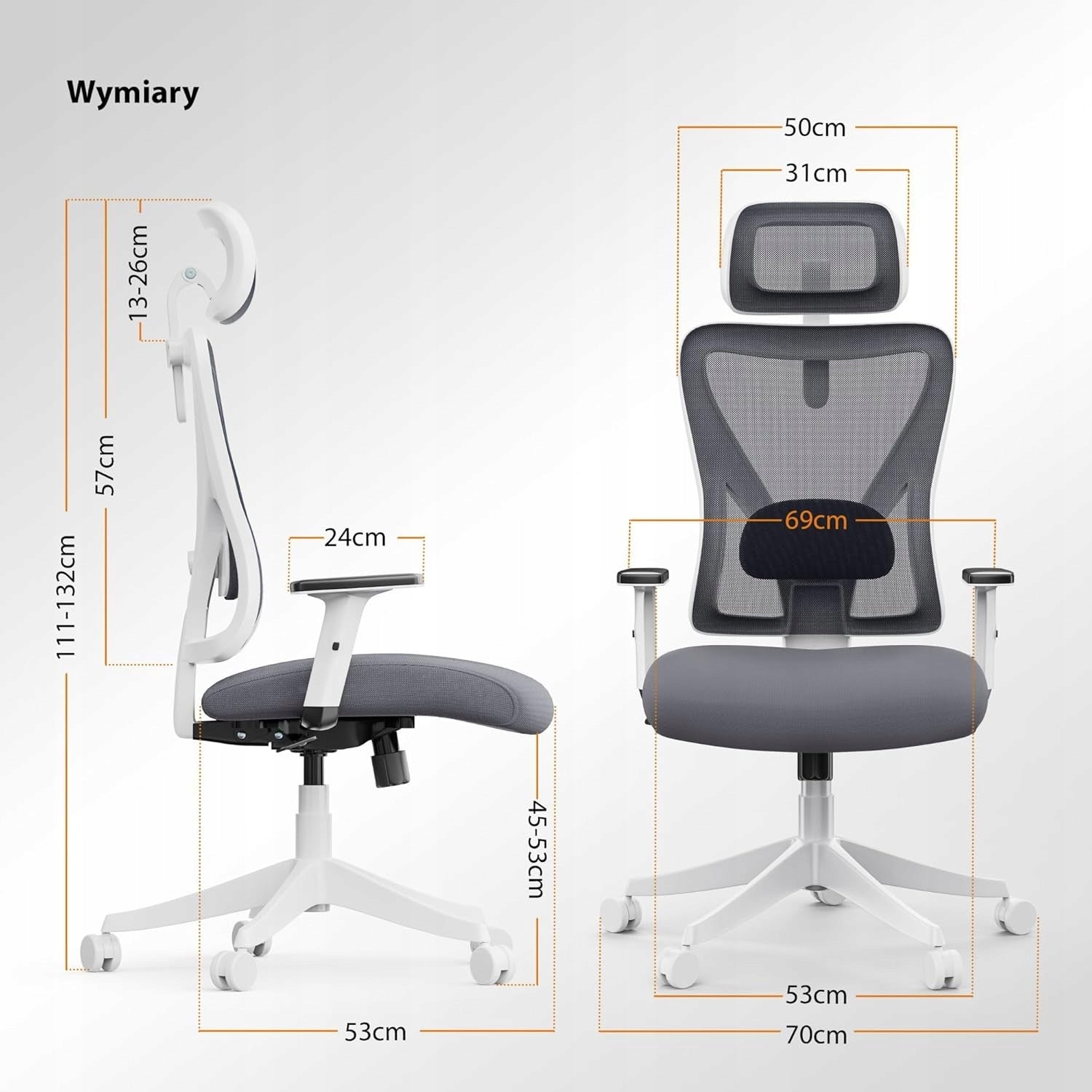 GAMING OFFICE CHAIR WITH LUMBAR SUPPORT ERGONOMIC HEADREST GREY Manufacturer code FOTEL BIUROWY GAMINGOWY Z ZAGŁÓWKIEM SZARY