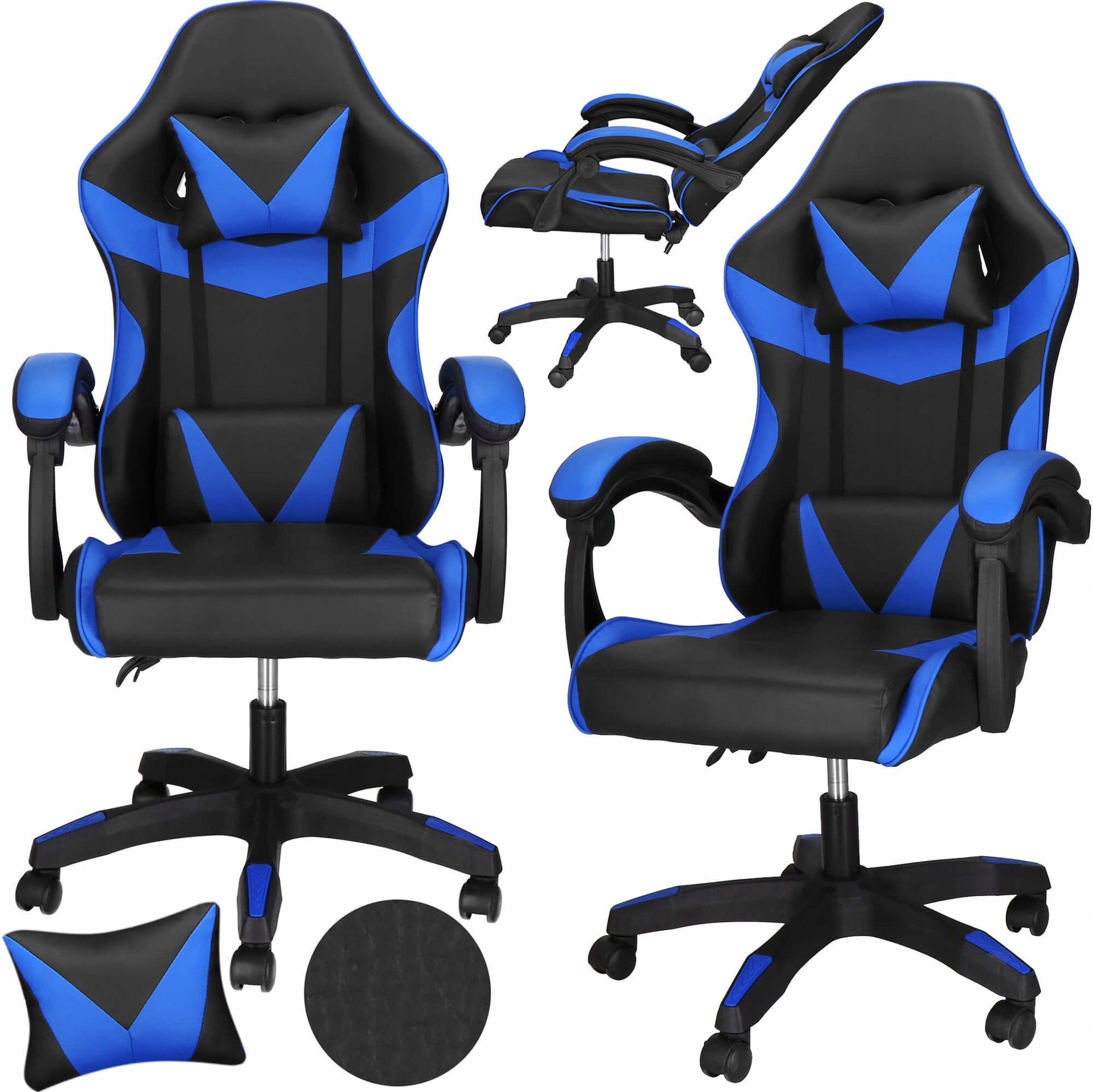 GAMING SWIVEL OFFICE CHAIR ADJUSTABLE ERGONOMIC FAUX LEATHER CUSHION