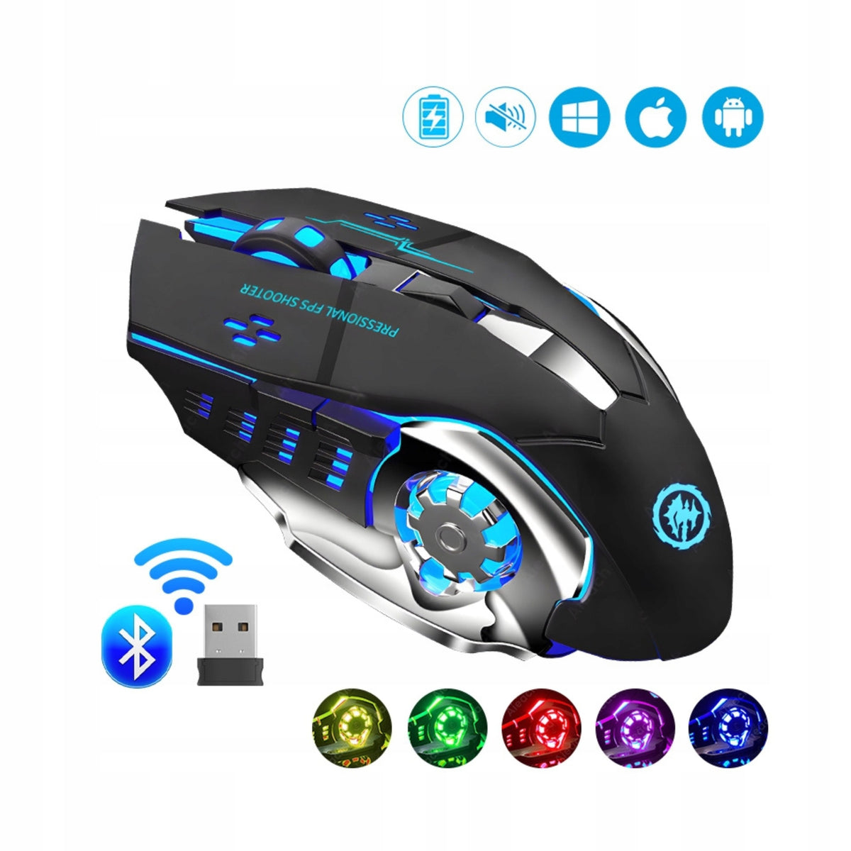 GAMING WIRELESS GAMING MOUSE FOR COMPUTER LAPTOP BLACK