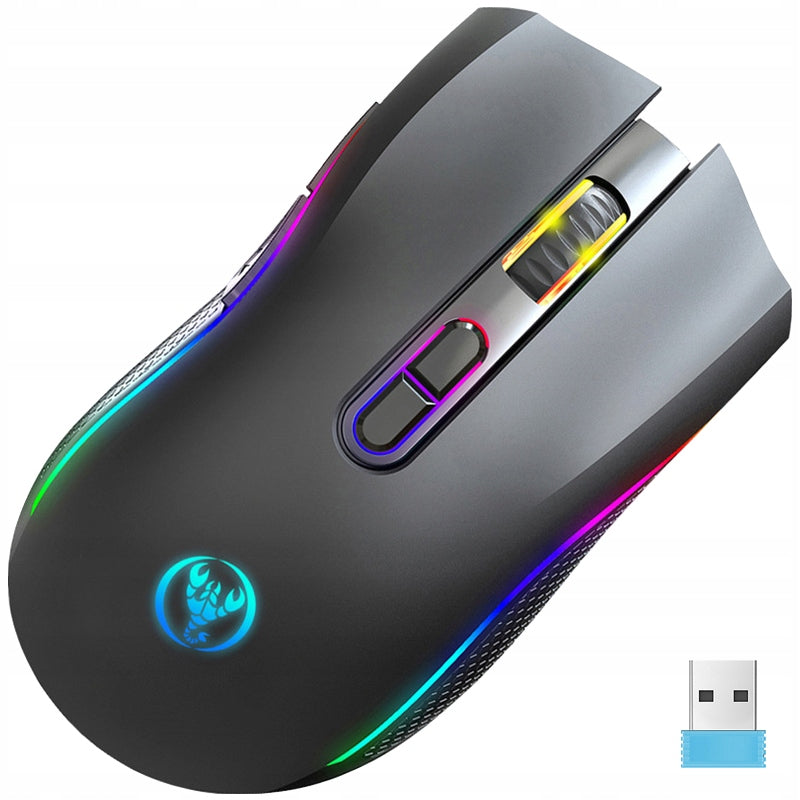 GAMING WIRELESS MOUSE FOR GAMERS RGB BLUETOOTH USB 2.4GHZ 4800DPI Color black