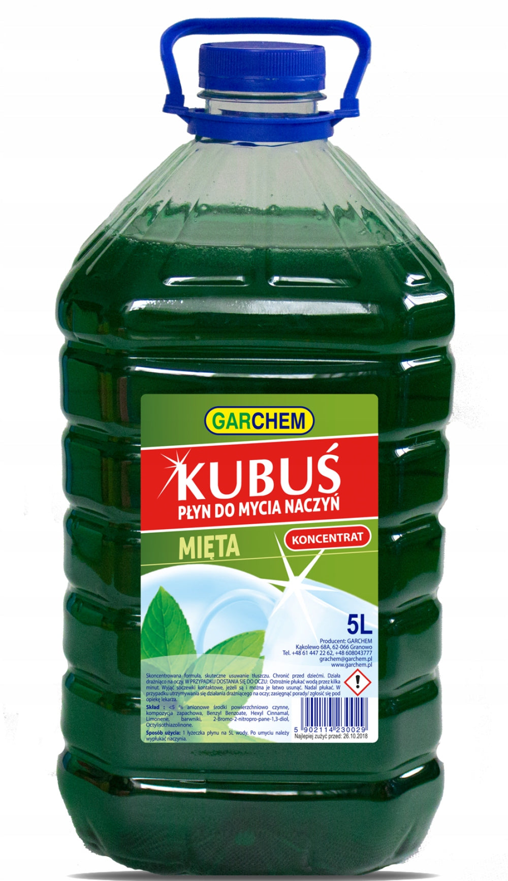 GAR KUBUŚ PL. FOR DISHES 5L MINT PET