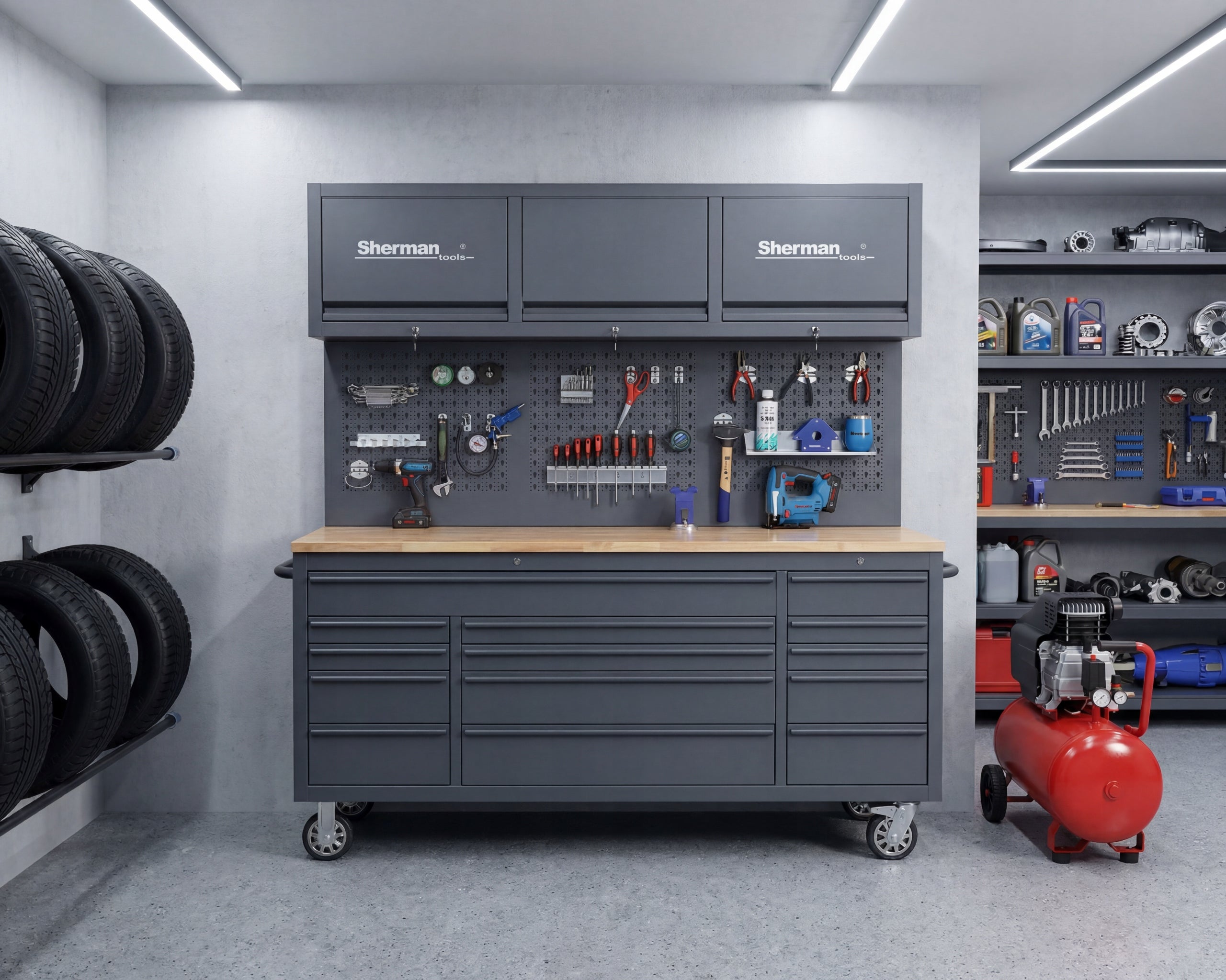 GARAGE FURNITURE TOOL CABINET ON WHEELS PROFESSIONAL BOOKCASE Sherman Manufacturer code 7813204