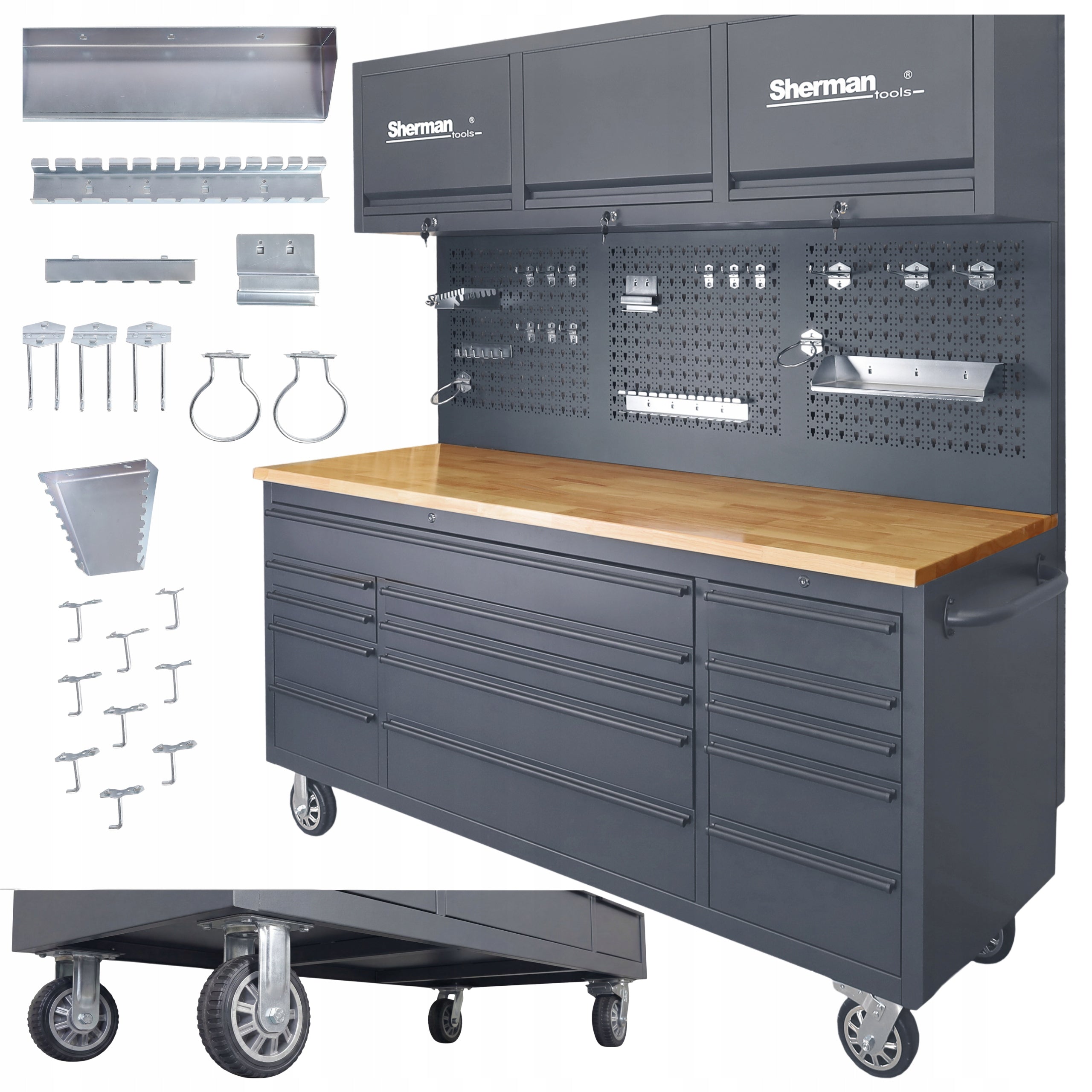 GARAGE FURNITURE TOOL CABINET ON WHEELS PROFESSIONAL BOOKCASE Sherman