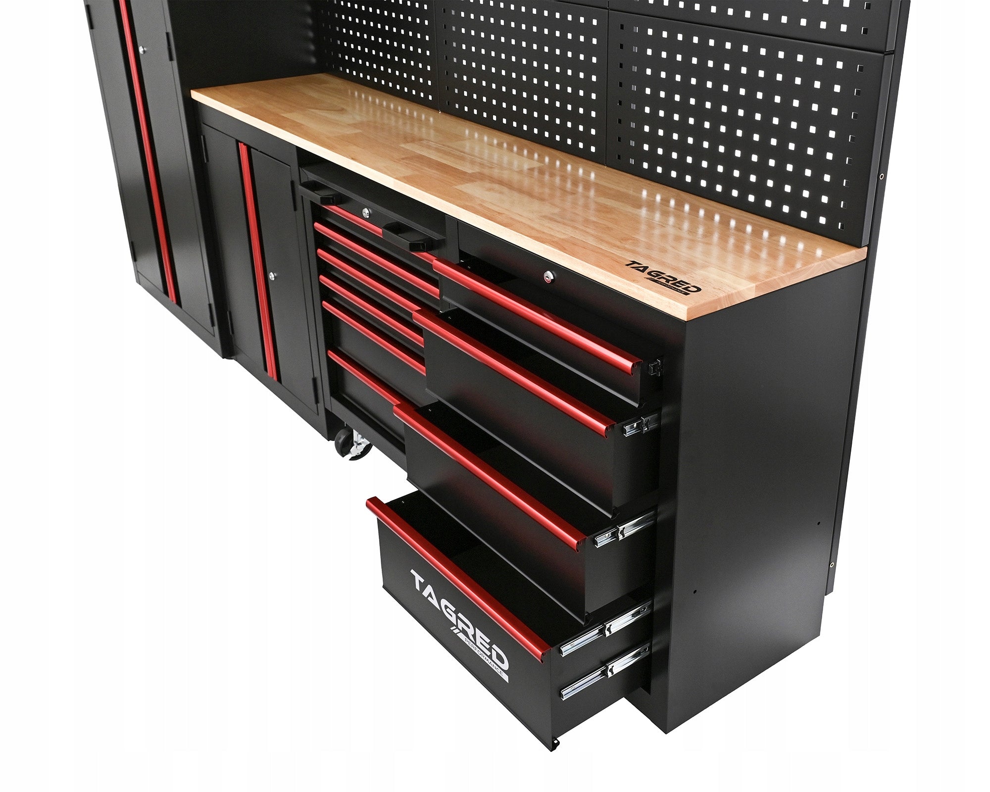 GARAGE FURNITURE WORKSHOP 8 LED MODULES 2x WORKSHOP TOOL CABINET Additional features additional support wheels wheel lock brake lockable guide handles drawers