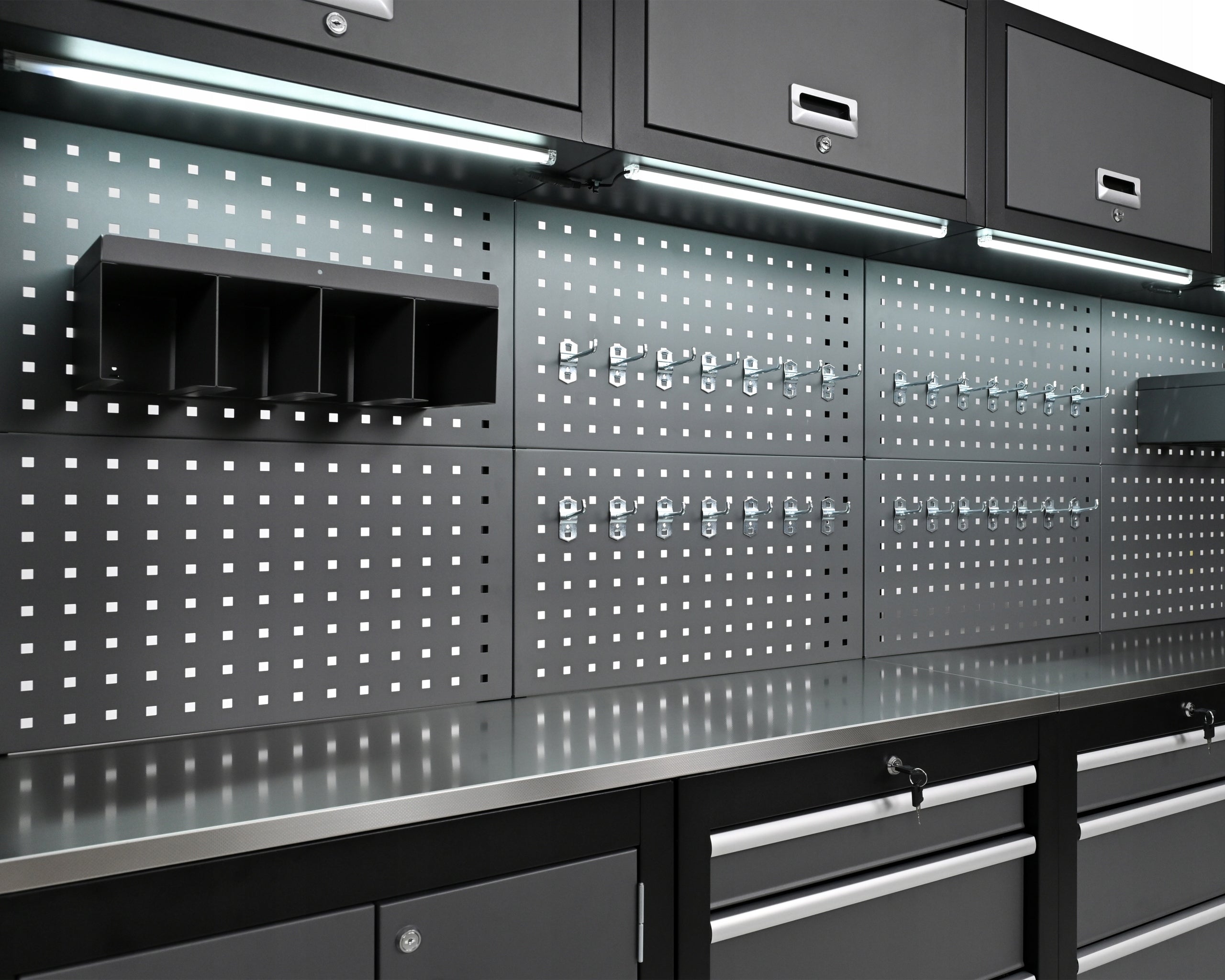 GARAGE FURNITURE WORKSHOP BOOKCASE FOR WORKSHOP MODULES 400CM LED COUNTERTOP INOX 3D Number of drawers 8