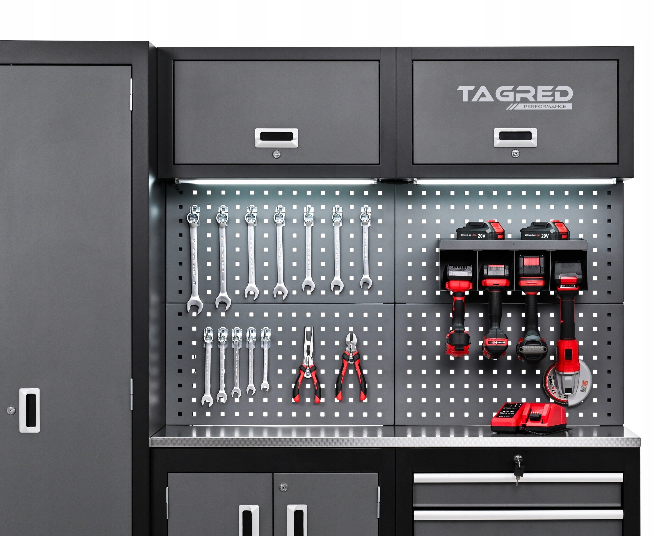 GARAGE FURNITURE WORKSHOP RACK TOOL CABINET WORKSHOP COUNTERTOP INOX 3D Product width 200 cm
