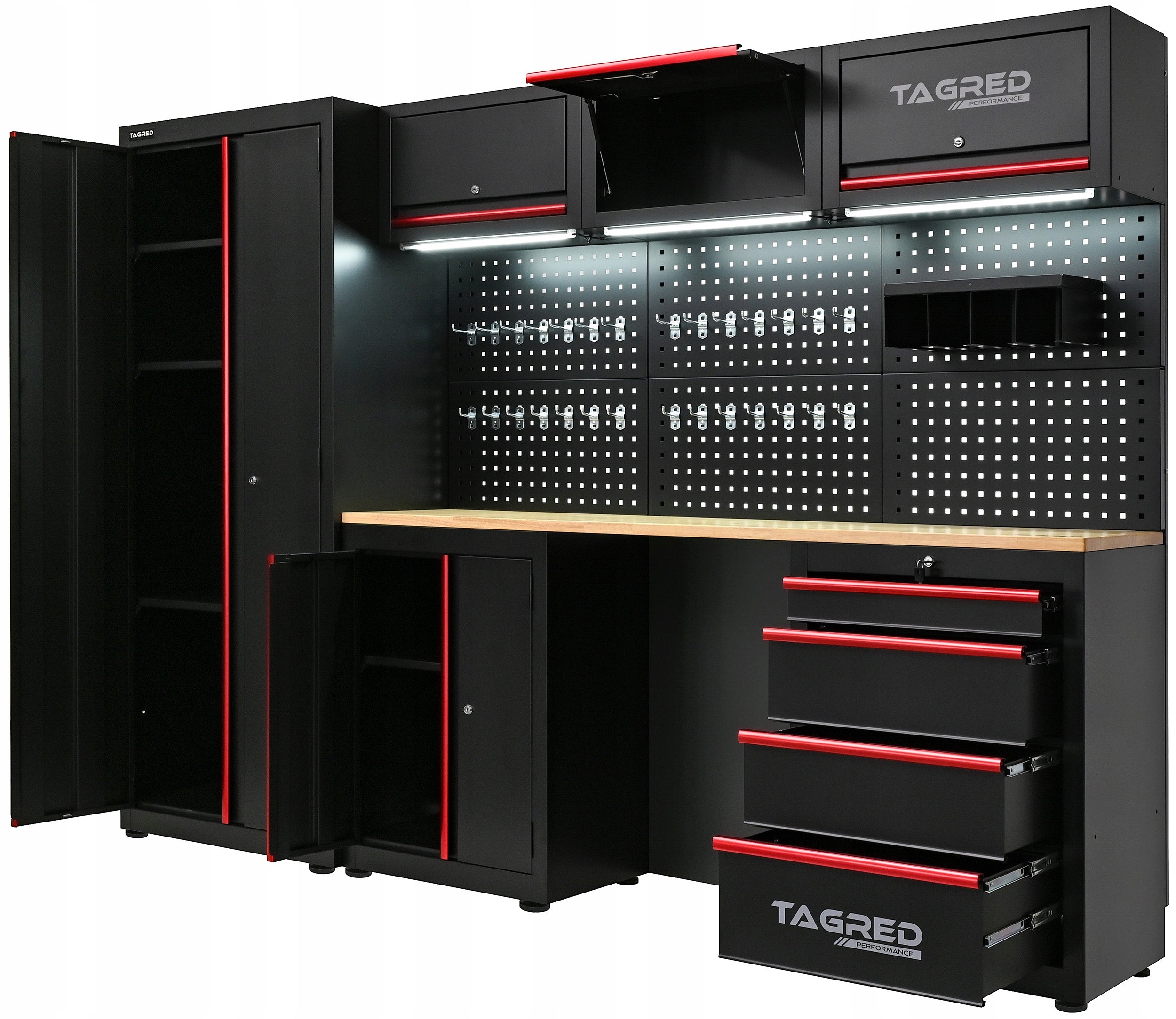 GARAGE FURNITURE WORKSHOP RACK WARDROBE FOR GARAGE WORKSHOP 7 LED MODULES Product depth 46 cm