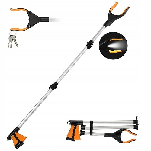 GARBAGE GRIPPER FOLDING 110 CM WITH MAGNET LAMP FOR SENIOR METAL