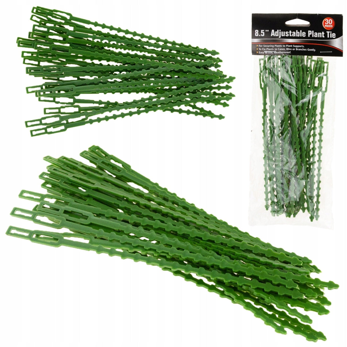 GARDEN BANDS FOR FASTENING PLANTS FLOWER BRANCHES GREEN ADJUSTABLE 30PCS