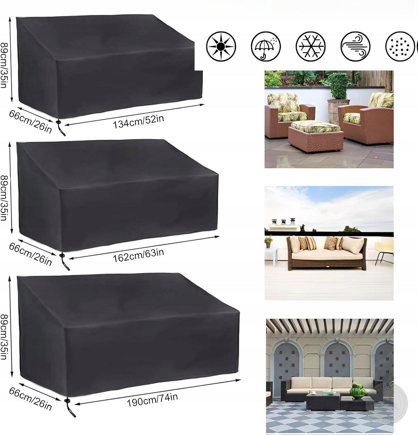 GARDEN BENCH COVER WATERPROOF VENTILATION 190cm YEAR-ROUND PROTECTION Manufacturer code POKROWIEC NA ŁAWKĘ OGRODOWĄ WODOODPORNY