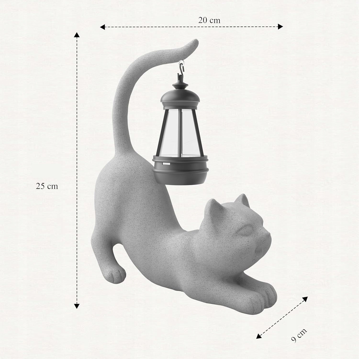 GARDEN CAT FIGURINE WITH SOLAR LAMP DECORATION Manufacturer code QCD