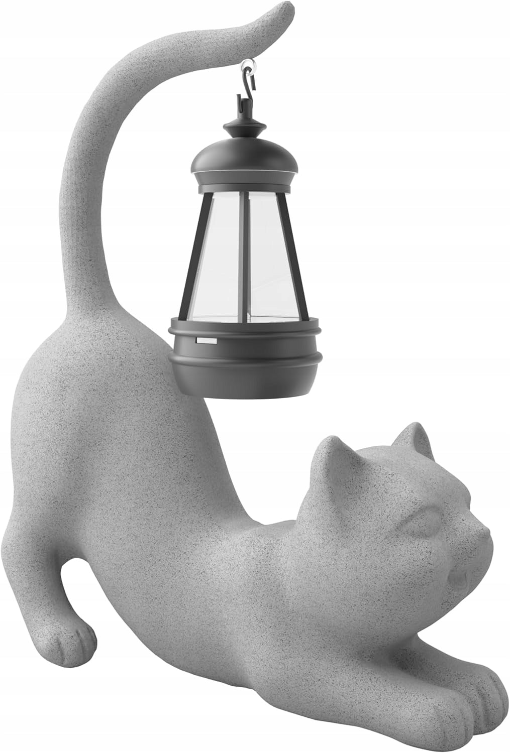 GARDEN CAT FIGURINE WITH SOLAR LAMP DECORATION