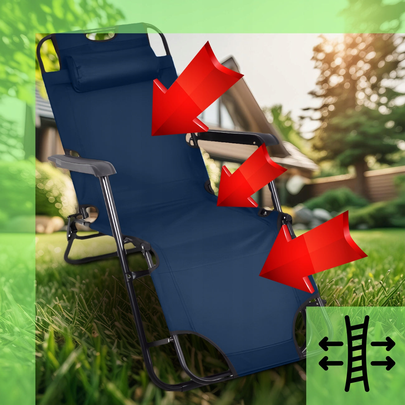 GARDEN CHAIR BEACH CHAIR TOURIST FOLDING CUSHION Length (longer side) 170 cm