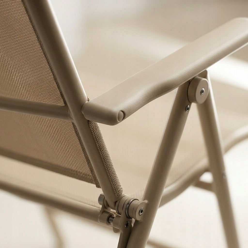 GARDEN CHAIR FOLDING BALCONY SET OF 2 CHAIRS BEIGE AY003-2 Brand IDEAL