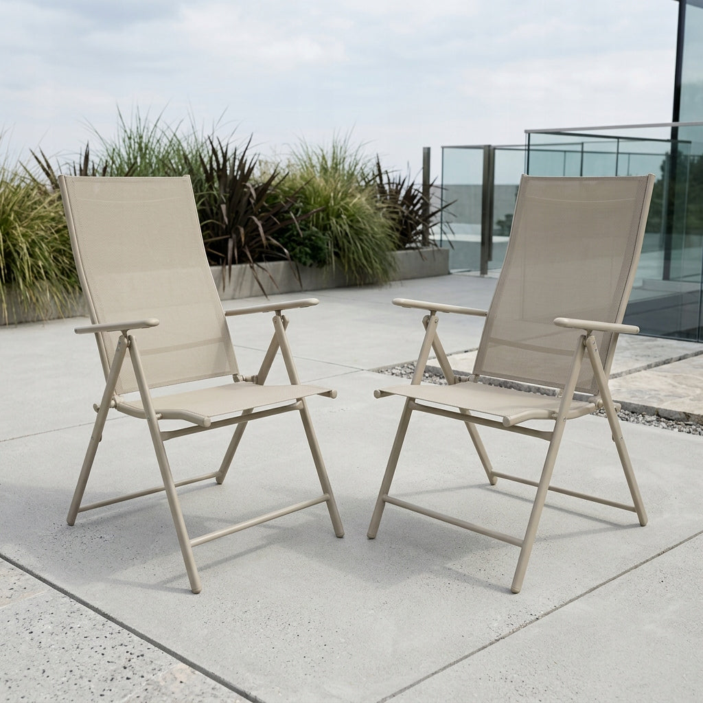 GARDEN CHAIR FOLDING BALCONY SET OF 2 CHAIRS BEIGE AY003-2 Frame material steel