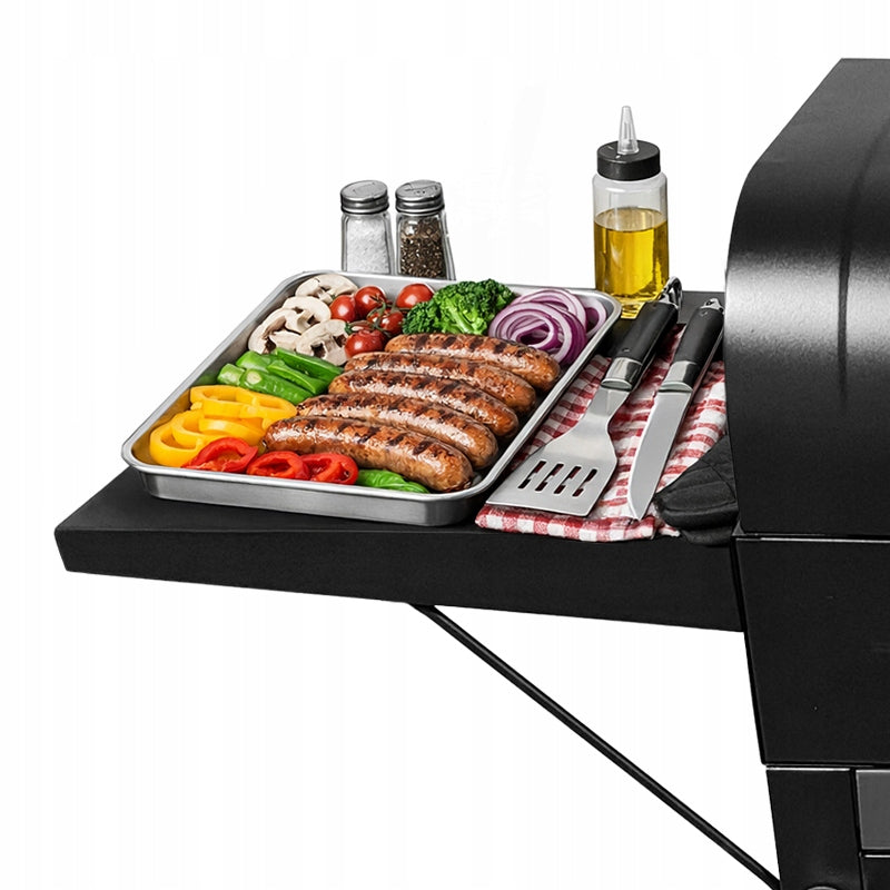 GARDEN CHARCOAL GRILL COVER BUILT-IN ASHTRAY THERMOMETER OPENER BBQ Grill width 110 cm