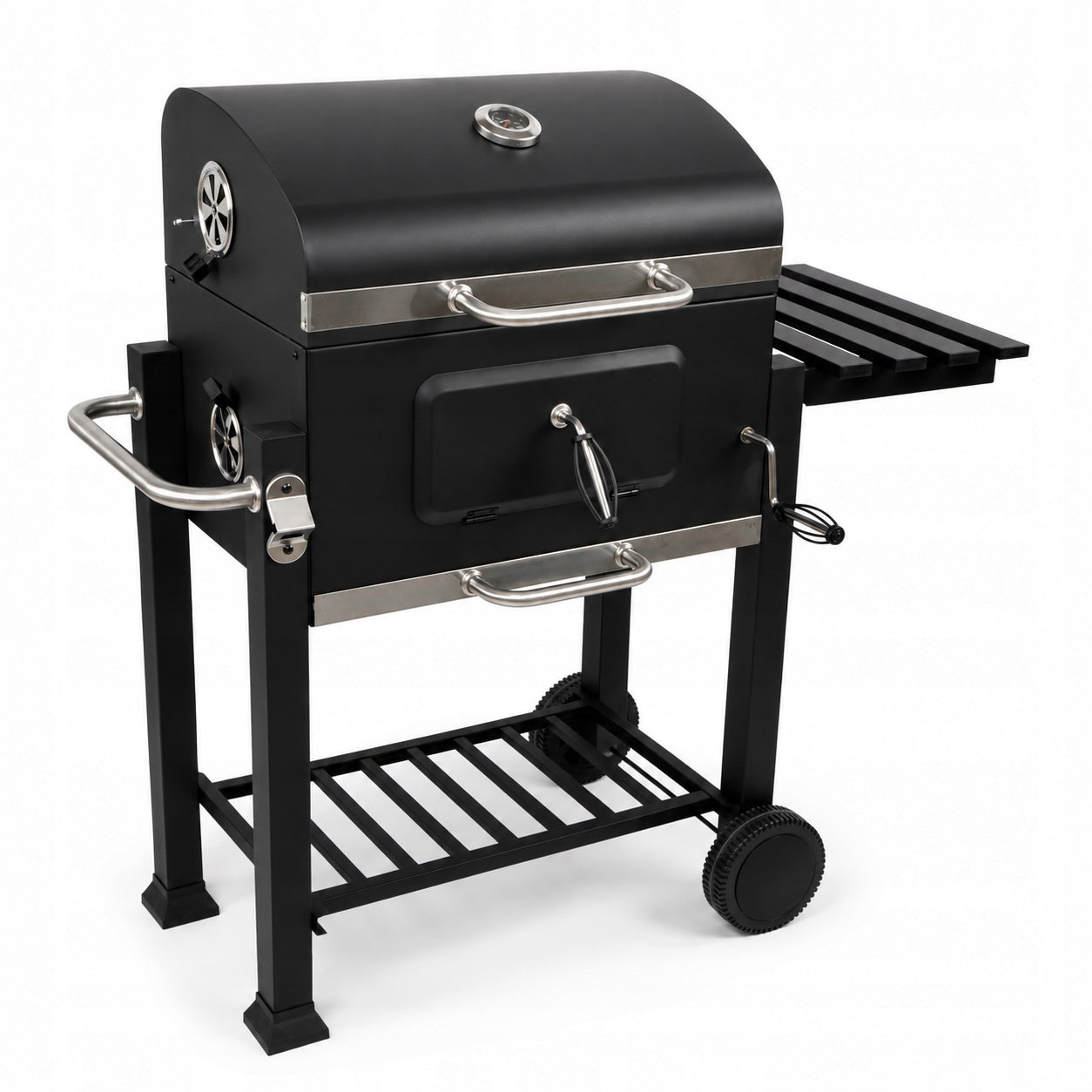 GARDEN CHARCOAL GRILL LARGE CAST IRON GRATE THERMOMETER WITH WHEELS COVER XXL Manufacturer code DE-WA02