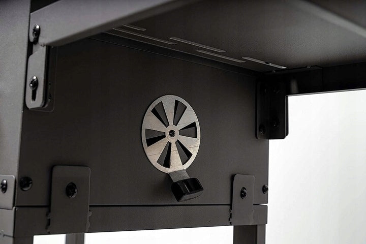 GARDEN CHARCOAL GRILL LARGE COVER ASHTRAY CRANK WHEELS 2 SHELVES THERMOMETER Grate length 42 cm