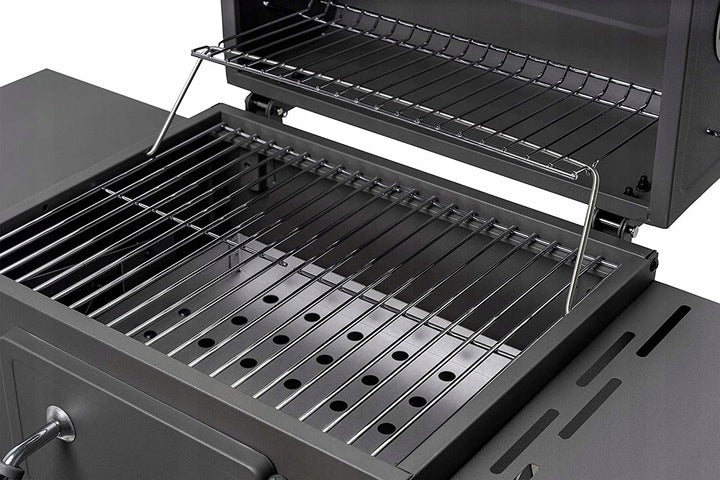 GARDEN CHARCOAL GRILL LARGE COVER ASHTRAY CRANK WHEELS 2 SHELVES THERMOMETER Grill height 95 cm