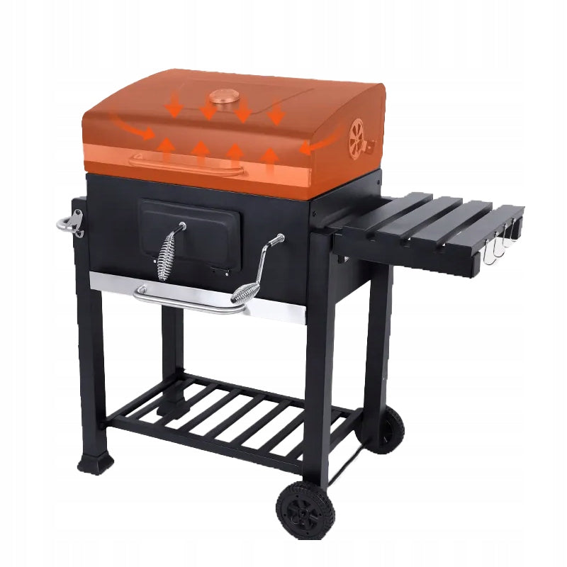 GARDEN CHARCOAL GRILL LARGE GRATE WITH COVER ASHTRAY THERMOMETER Grill height 106 cm