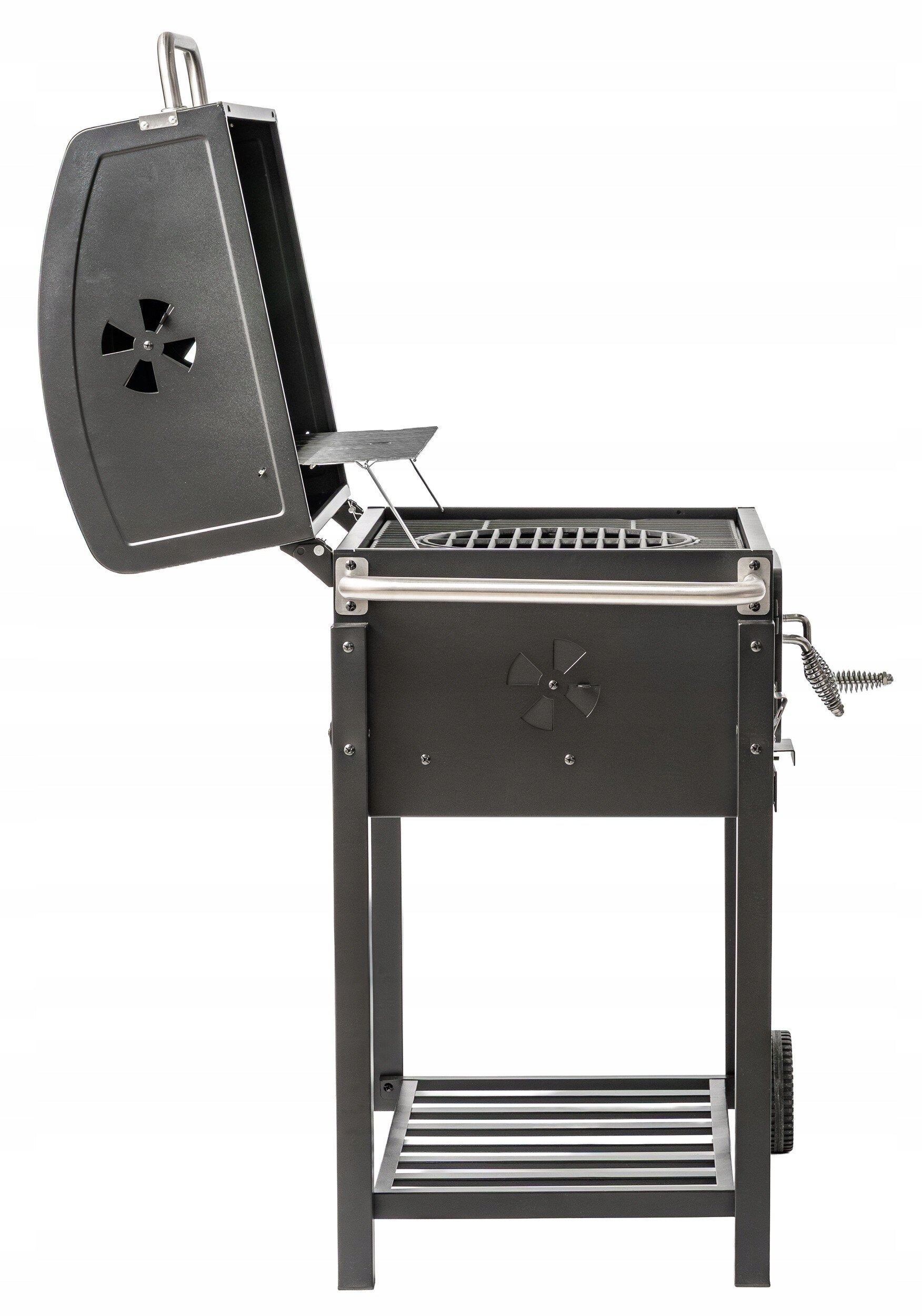 GARDEN CHARCOAL GRILL LARGE GRATE WITH COVER ASHTRAY +THERMOMETER Grill height 108 cm