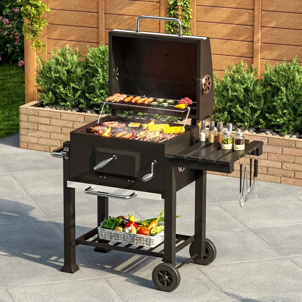 GARDEN CHARCOAL GRILL LARGE GRATE WITH COVER ASHTRAY THERMOMETER Manufacturer code GW3
