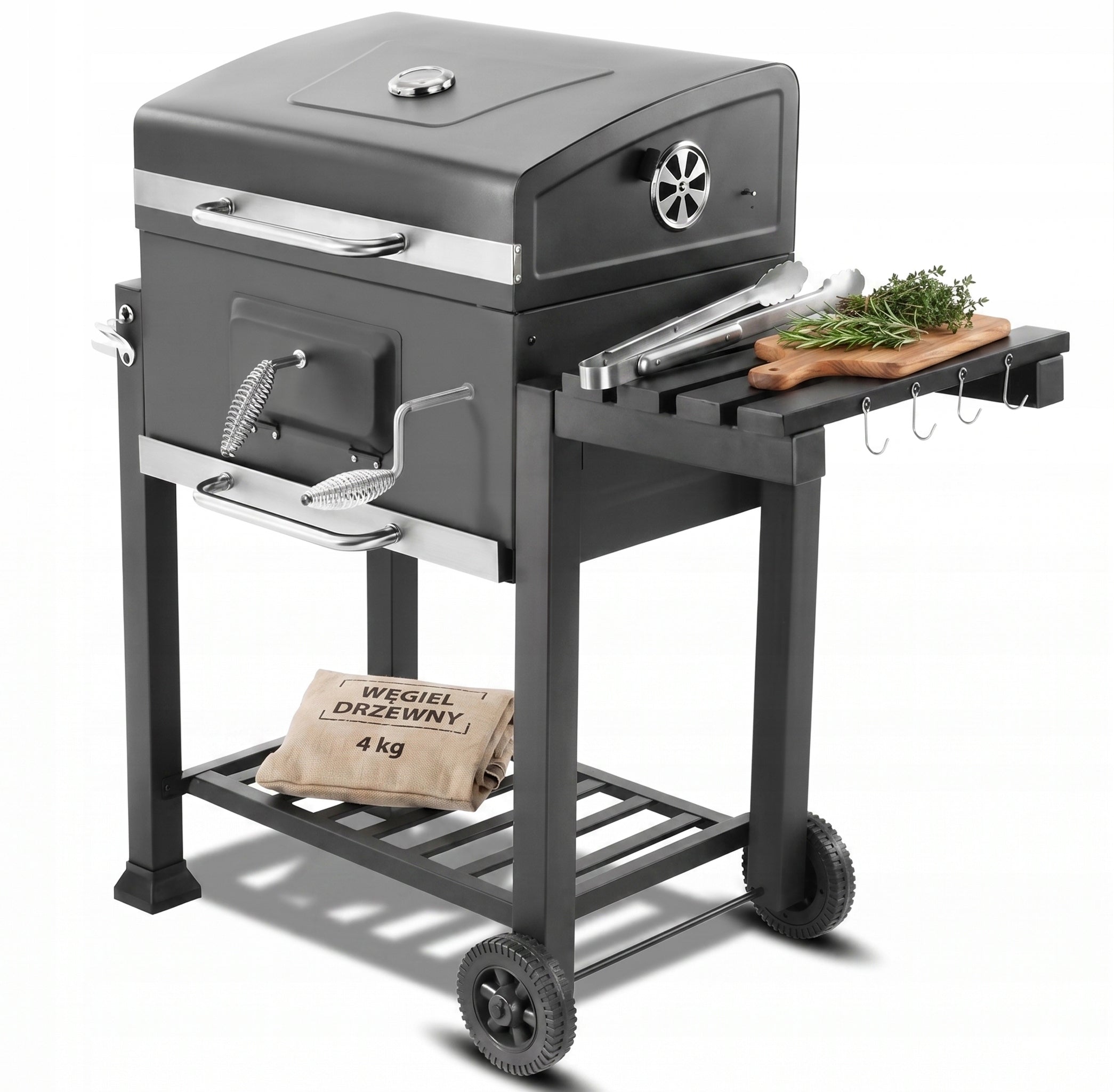 GARDEN CHARCOAL GRILL LARGE GRATES ASHTRAY THERMOMETER WHEELS XXL