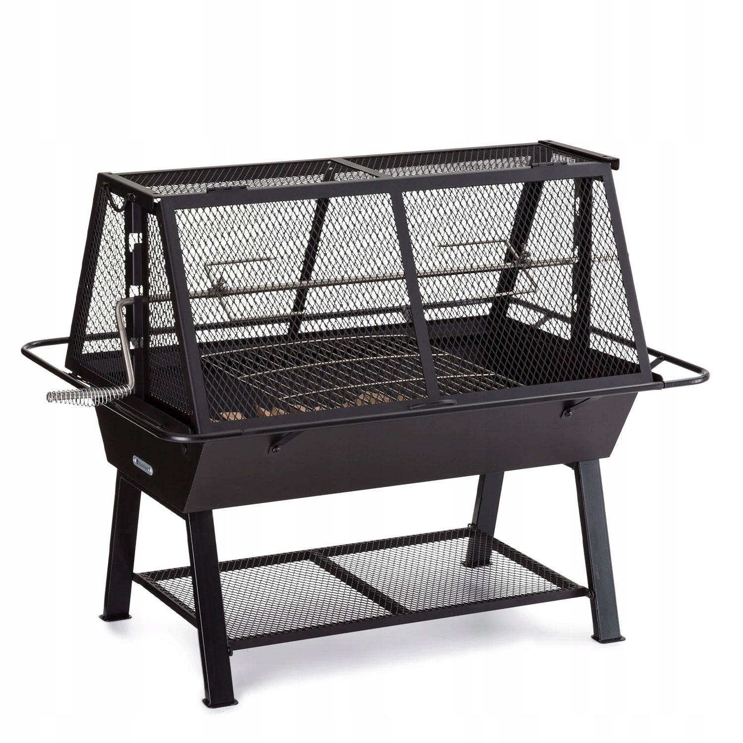 GARDEN CHARCOAL GRILL LARGE PORTABLE ROTATABLE SPIT GRATE BBQ FIRE PIT Grill height 76 cm