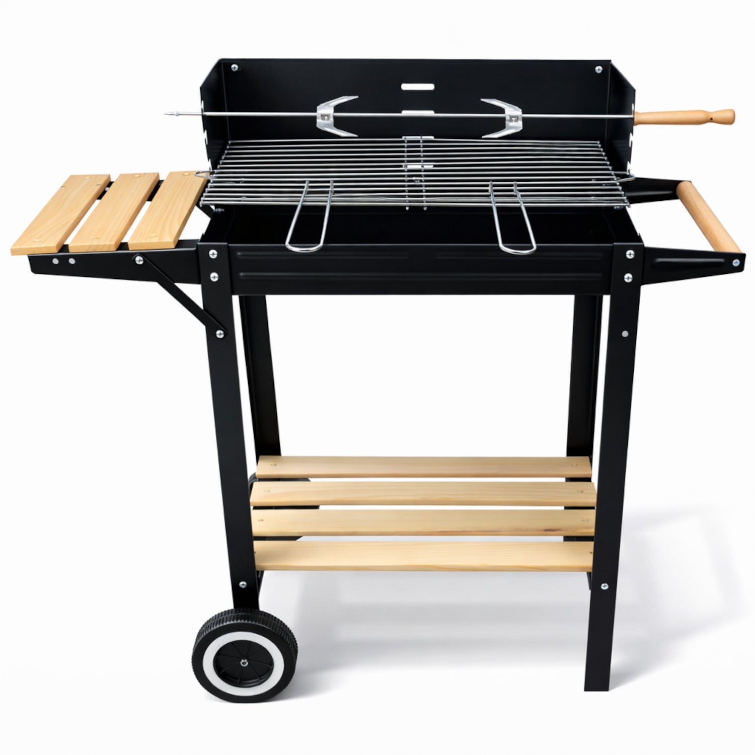 GARDEN CHARCOAL GRILL LARGE SMART SHELF SPIT 5IN1 WINDSHIELD ON WHEELS Manufacturer code Wielofunkcyjny Grill 5w1 z rożnem SOLID PRO+
