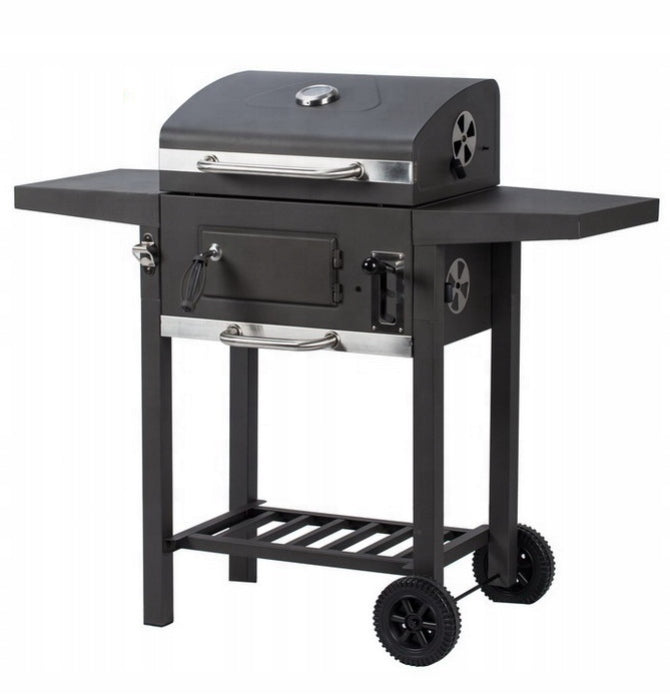 GARDEN CHARCOAL GRILL LARGE WITH THERMOMETER WITH LID WITH ASHTRAY + GRATE Packaging status original