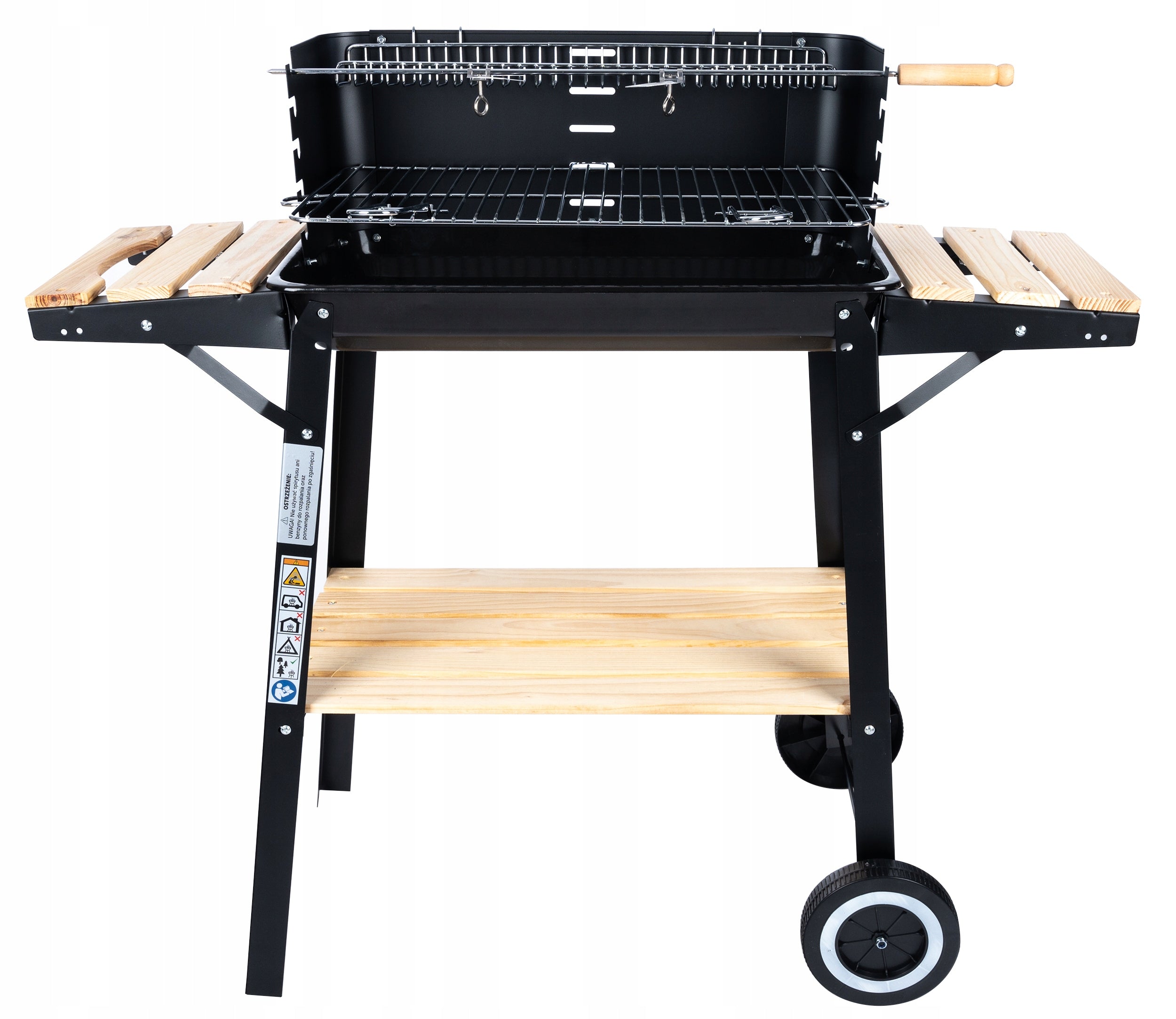 GARDEN CHARCOAL GRILL ON WHEELS SPIT 3xSHELVES FOR BRIQUETTE BBQ LARGE GRILL Manufacturer code BBQPRO