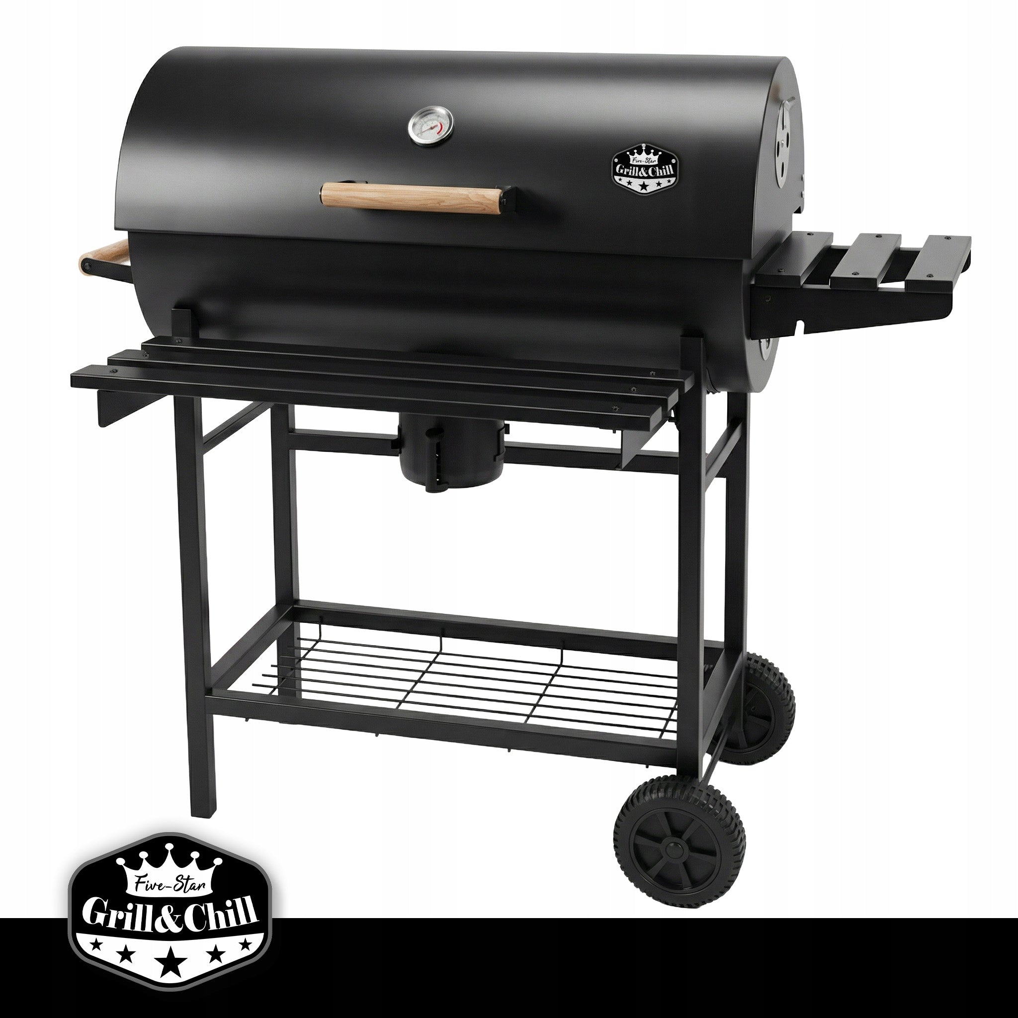 GARDEN CHARCOAL GRILL WITH LID ON WHEELS GRILL SHELF BBQ Grill height 90 cm
