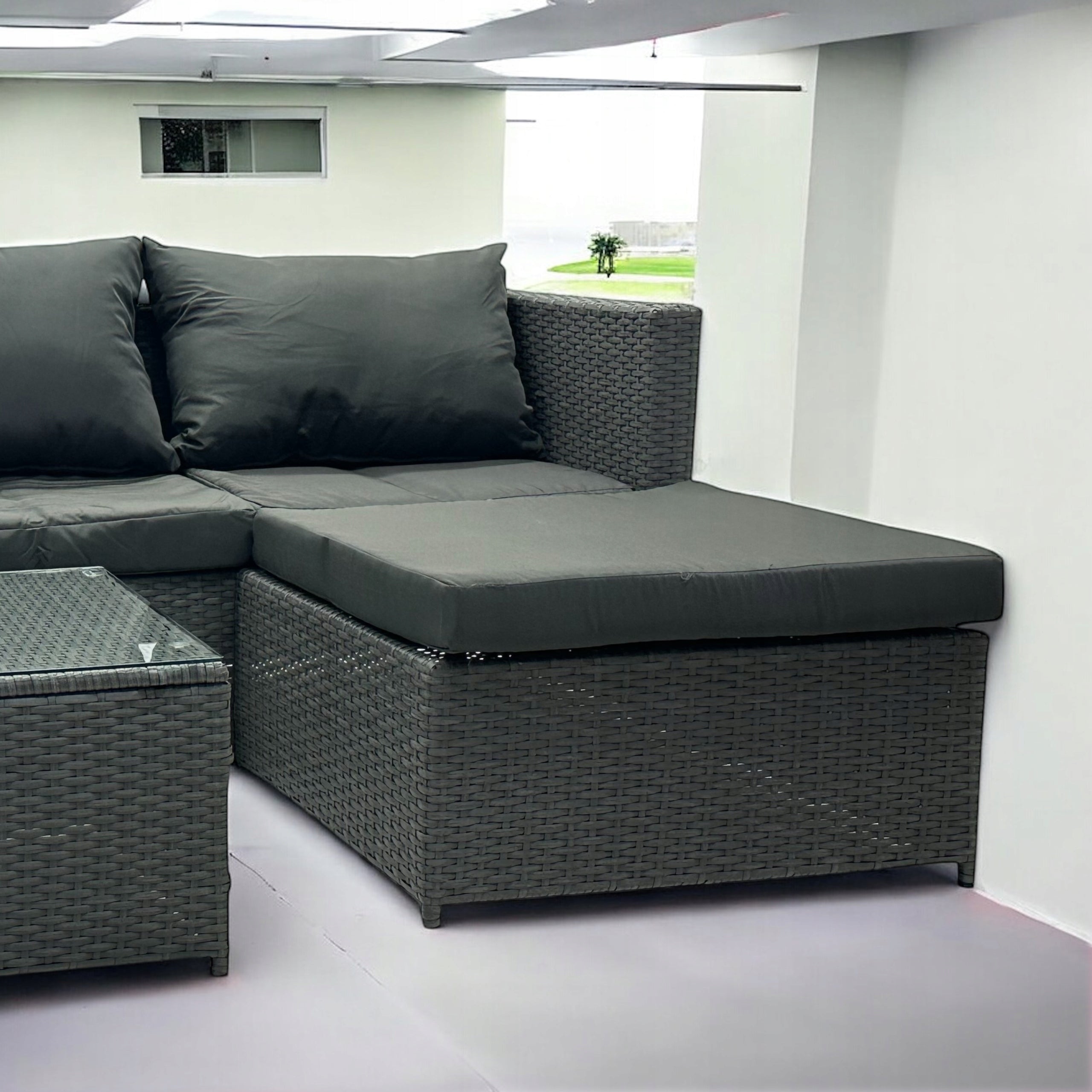 GARDEN CORNER DOUBLE-SIDED SFS066 MTG GARDEN FURNITURE SET GREY Main material synthetic rattan