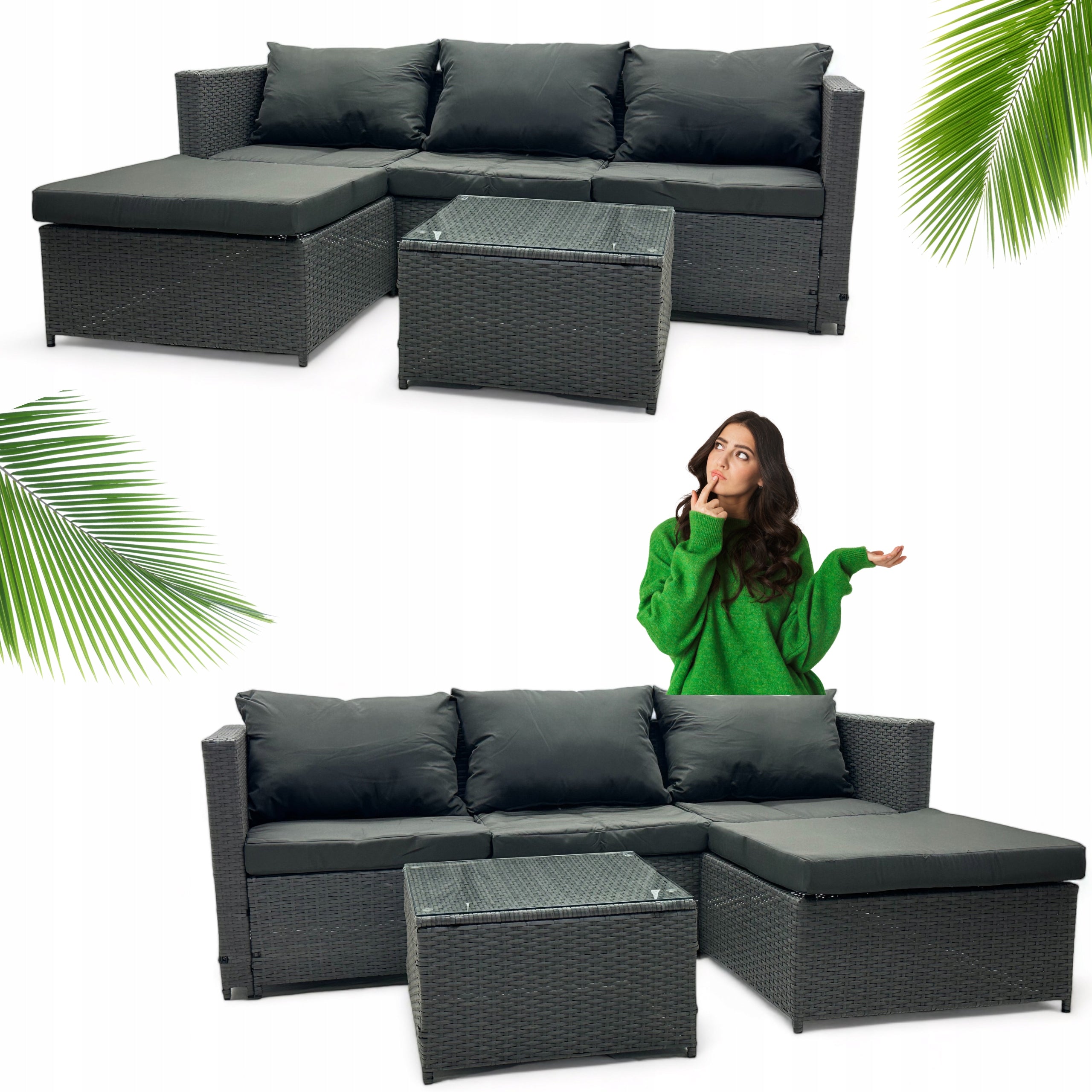 GARDEN CORNER DOUBLE-SIDED SFS066 MTG GARDEN FURNITURE SET GREY