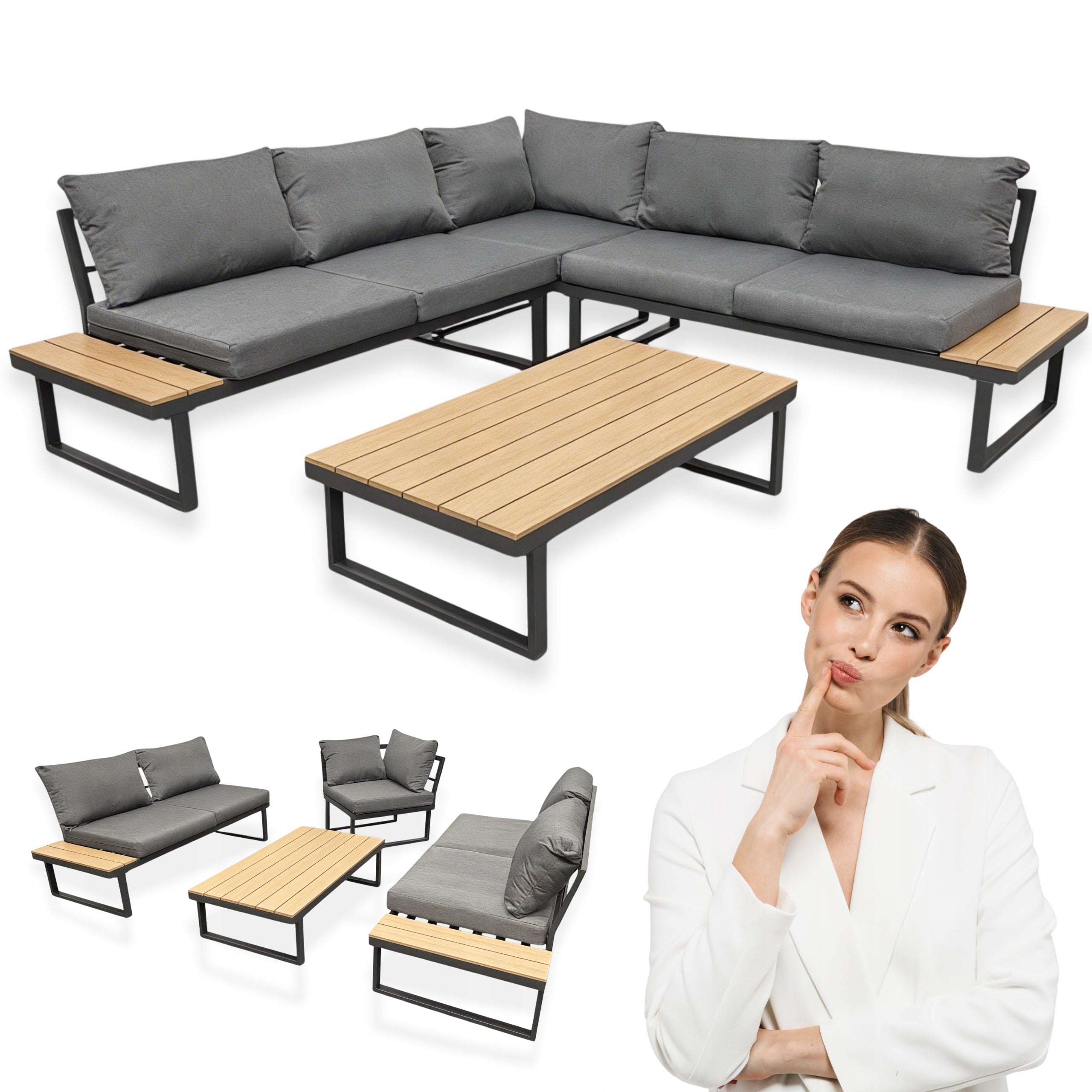 GARDEN CORNER XXL NM-28 GARDEN FURNITURE SET GARDEN FURNITURE BROWN