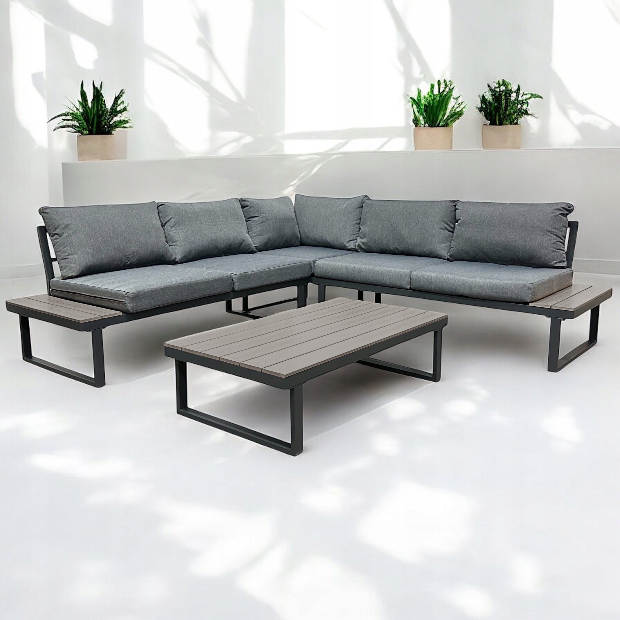 GARDEN CORNER XXL NM-28 GARDEN FURNITURE SET GREY Main material metal