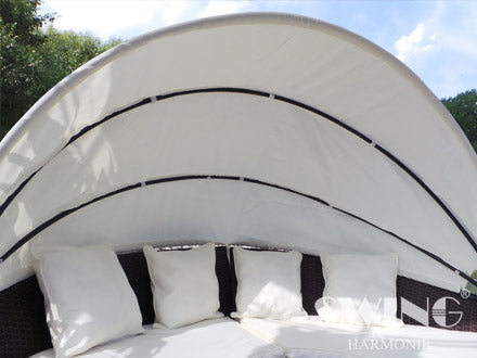 GARDEN COUCH ROUND TERRACE LARGE 210 cm BLACK LED COVER ISLAND SOFA Brand no brand