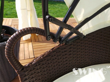 GARDEN COUCH ROUND TERRACE LARGE 210 cm BLACK LED COVER ISLAND SOFA Color black