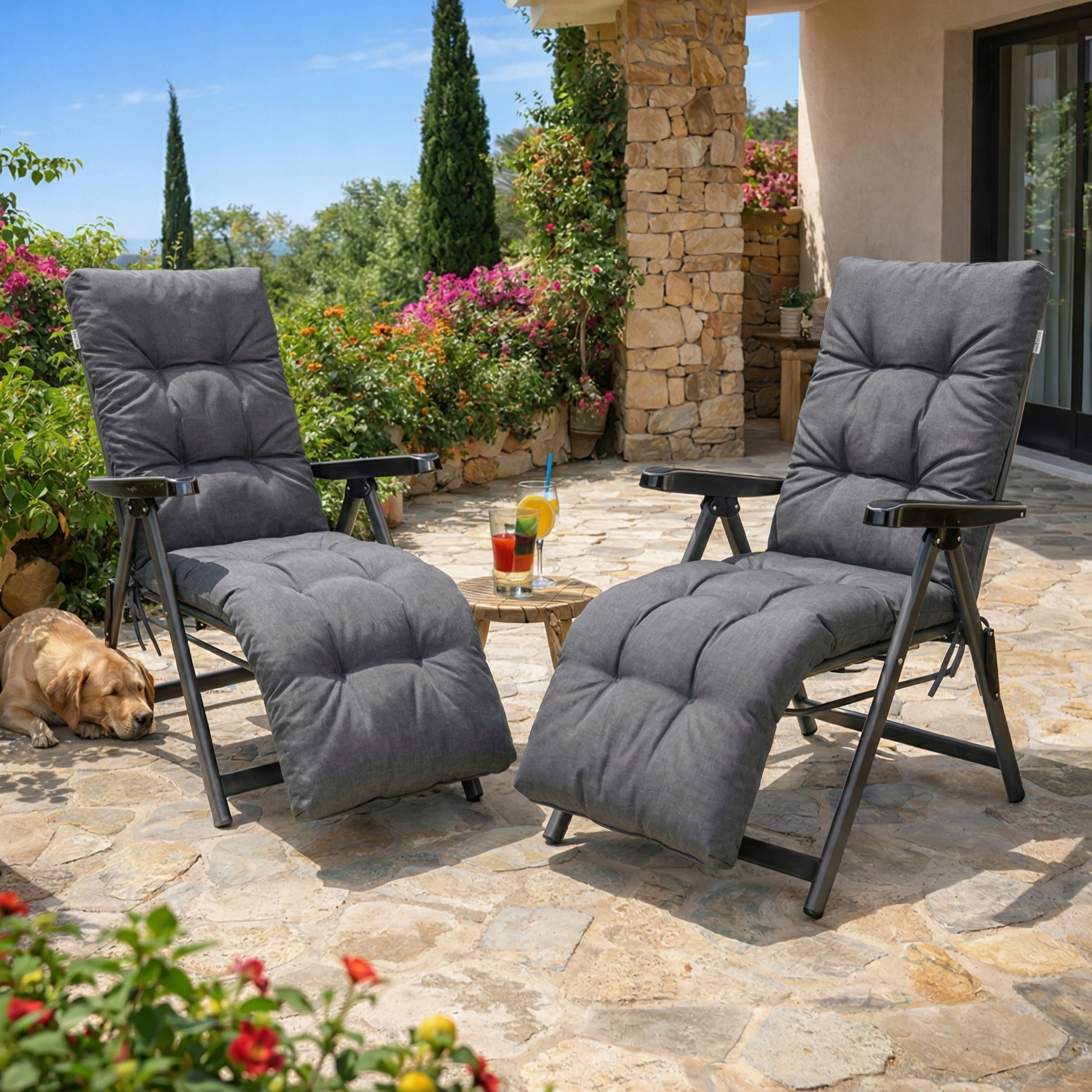 GARDEN CUSHION FOR SUN LOUNGER WITH FOOTREST LONG CUSHION FOR COUCH 50x50x160 Packaging status original